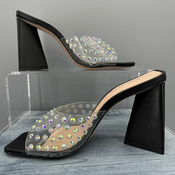 Schultz Women’s Lizah Crystal-Studded Block Heel Sandals Black Size 6B - Picture 2 of 11